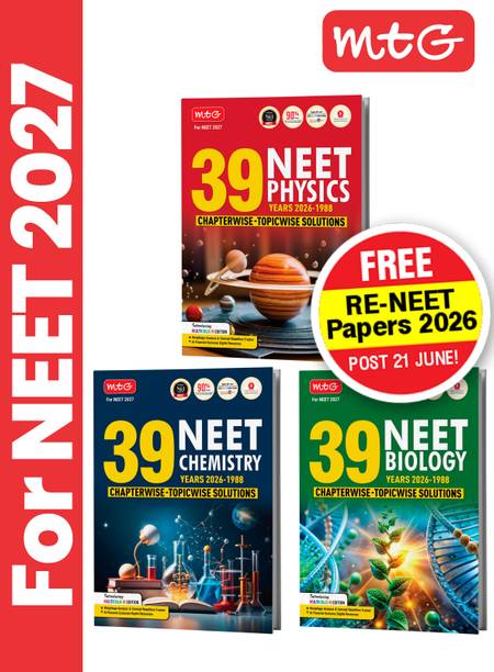 MTG NEET PYQ 39 Years Physics, Chemistry & Biology Book For 2026-2027 Exam