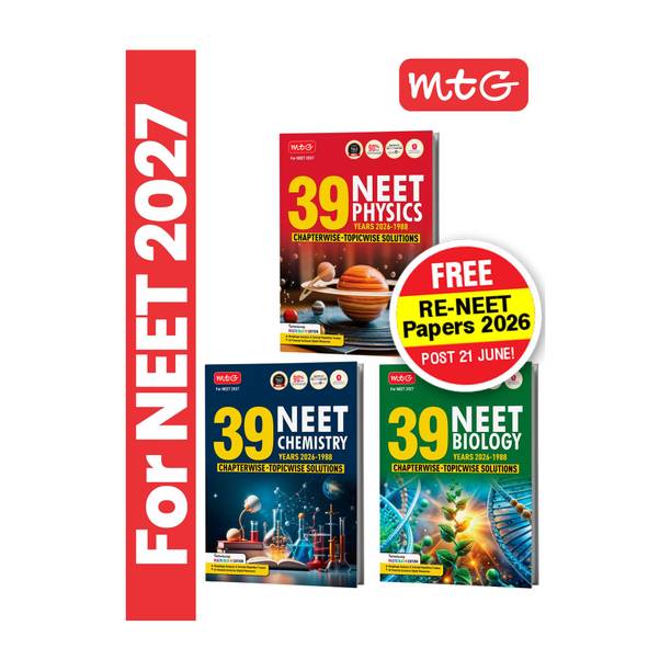 MTG NEET PYQ 39 Years Physics, Chemistry & Biology Book For 2026-2027 Exam