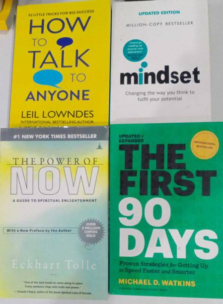 How To Talk To Anyone+The First 90 Days+The Power Of Now+Mindset (Free) Set of 4 Motivational Novel