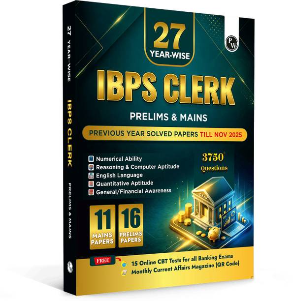 PW IBPS Clerk 27 Year-wise Prelims & Mains Previous Year Solved Papers Till Nov 2025 For Exam 2026-27