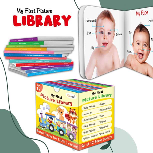 Toddlers learning library box set (Yellow Edition) : Learning board book for kids, My First Picture Library Box, Library Boxset of 12 Board Books For Children