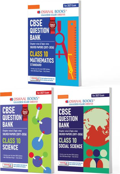 Oswaal CBSE Question Bank Maths Standard, Science & Social Science (Set of 3 Books) For Class 10 Chapterwise and Topicwise SOLVED PAPERS With Mind Maps & Revision Notes For 2027 Exam