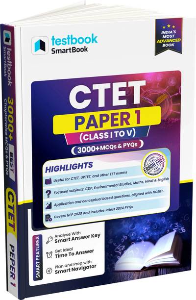 Testbook CTET & State TET Paper 1 SmartBook with 3000+ MCQs & PYQs in English | Covers CDP, EVS, Maths, Hindi & English  - 2025 Edition | Ideal for CTET, UPTET & Other TET Exams (Class I to V)