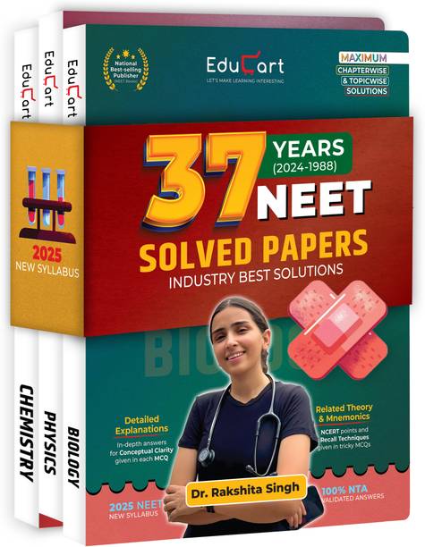 Educart NEET 37 Years Physics, Chemistry and Biology Solved Papers (PYQs) Chapterwise and Topicwise for NEET 2025 Exam