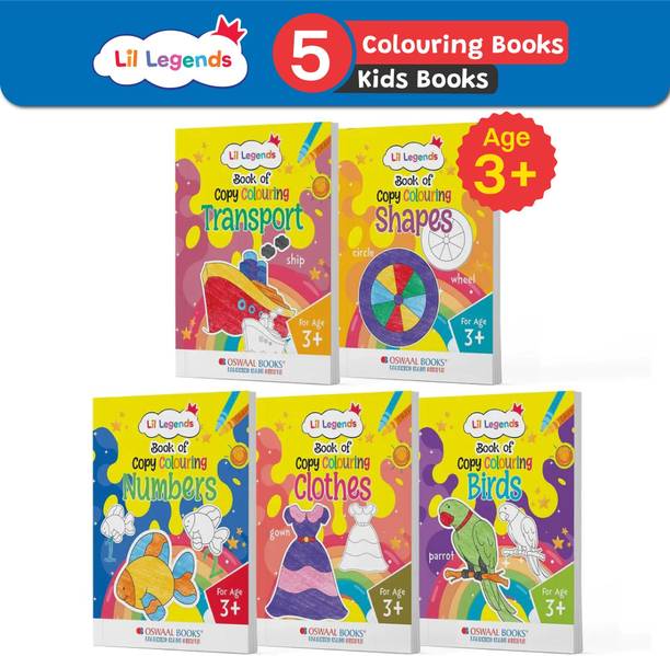 Oswaal Lil Legends Book of Copy Colouring for Kids,to Learn About Transport, Shapes, Numbers, Clothes, Birds