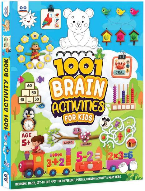 1001 Activity Book  - 1001 Brain Booster for Kids | Bestseller Activity Book for 5 - 7 Year Old | Kids Activity Book - Puzzles, Mazes, Colouring, Dot-To-Dot, Matching, Seek & Find, Spot the Difference | Two Brothers Publications