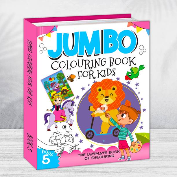 Jumbo Colouring Book 5 - Activity Colouring Book for 3 to 6 years kids - Gift to children for painting, drawing and colouring with reference for Kids