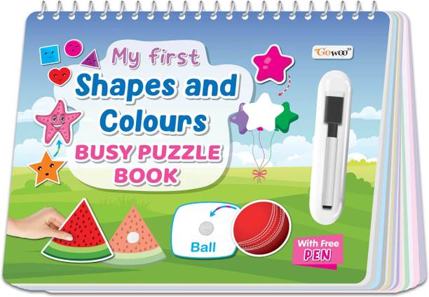 My First Shapes and Colours Busy Puzzle Book: Early Learning Activity Book, Activity Binder book for Kids, Montessori book with Hook and Loop, Spiral Binding, Splash and Tear-Proof - Interactive Learning for Toddlers and Preschoolers.