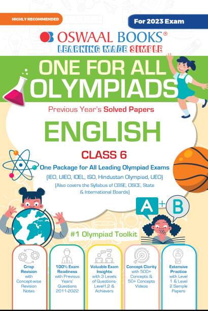 Oswaal One For All Olympiad Previous Years' Solved Papers, Class-6 English Book (For 2023 Exam)