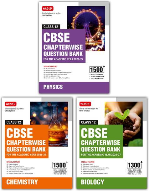 MTG CBSE Class 12 Chapterwise Question Bank Physics, Chemistry & Biology For 2027 Board Exam (Set of 3 Books) | Based on Latest CBSE Syllabus with 4300+ Questions