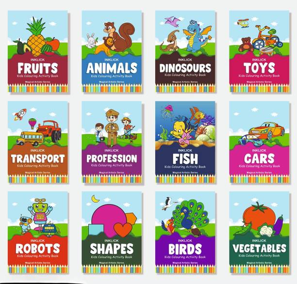 Box Set of 12 INKLICK Kids Activity Colouring Books: A Magical Artistic Series.