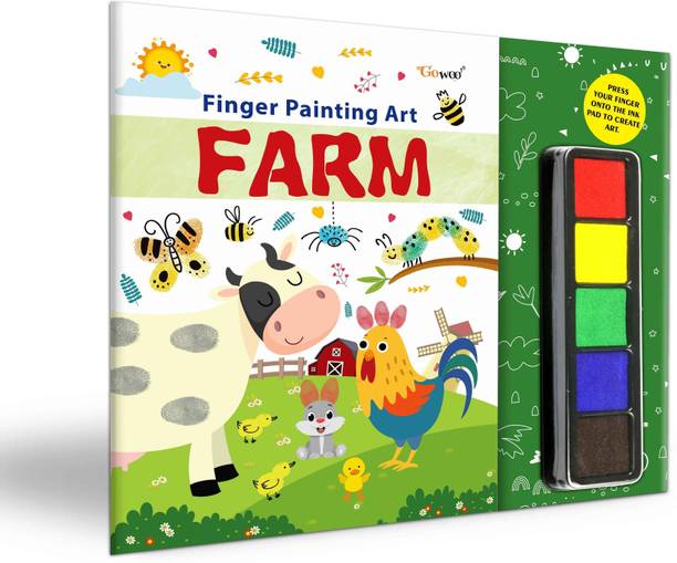 FARM - Fingerpainting and Colouring Art : Fun Colouring and Painting Art with thumbprint Pad, Coloring Book For Kids, Art Activity Book for Children for Ages 4-9