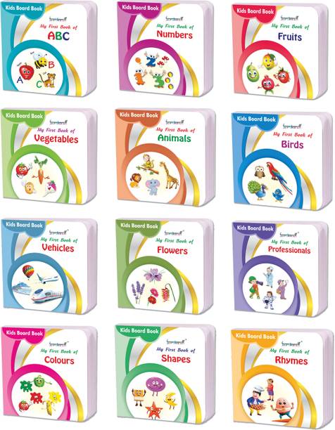 My First Library Box-Set of 12 Preschool Board Books For Kids Early Learning  - Non tearable Water Proof Board Book