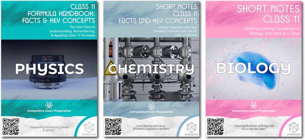 DARVERSE Class 11th PCB Complete Study Package | Class 11th Physics Formula Sheet, Chemistry Short Notes and Biology Short Notes Handbooks | Class 11th PCB Reference Books by Darverse  - Quick Revision Notes for Class 11th PCB