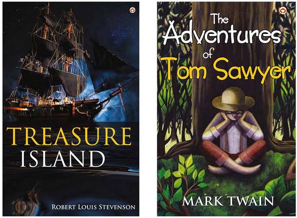 The Adventures of Tom Sawyer + Treasure Island (Set of 2 books)