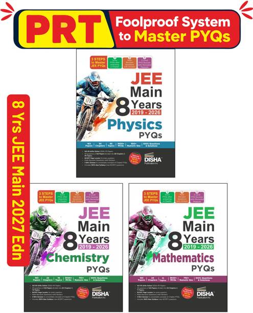 Disha Combo (3 Books) JEE Main 8 Years (2019 - 2026) Physics, Chemistry, Mathematics PYQs | All 163 Sets Previous Years Solved Papers for JEE Main 2027 Exams | JEE Mains PYQ Book
