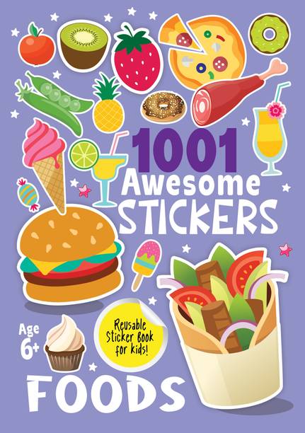1001 Early Learning Coloring Fun Food Stickers Brain Booster Educational Activity Book for Kids - Ages 3+ Years