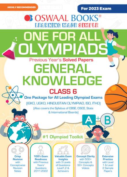 Oswaal One For All Olympiad Previous Years' Solved Papers, Class-6 General Knowledge Book (For 2023 Exam)