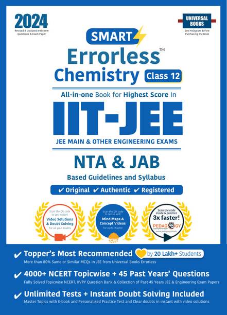 Smart Errorless Chemistry JEE(Main and Advanced) Class 12 (2024) - NCERT Based | 6000+ NCERT & New Pattern Questions | 45 Past Years Papers | Free E-Book, Mind-maps & App