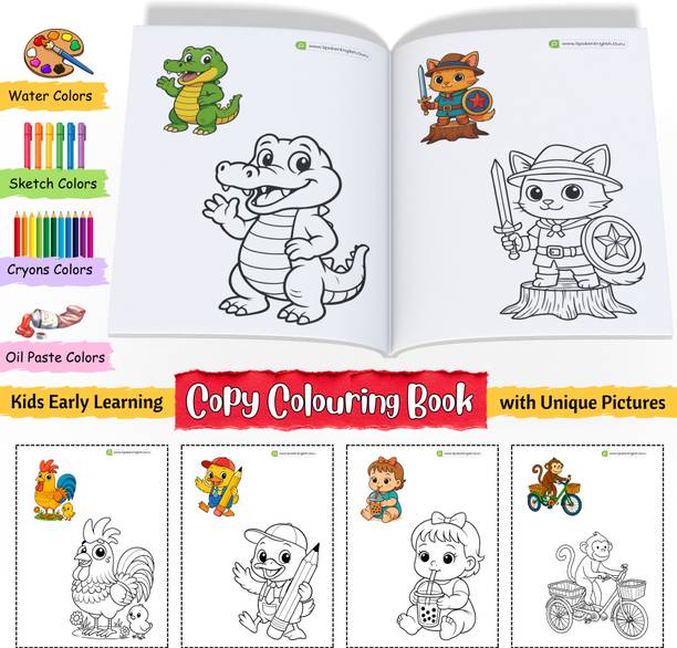 Kids Early Learning Copy Colouring Book with Unique Pictures  - A Perfect Blend of Unique Images for Children for Painting, Drawing and Colouring to enjoy creativity and have Fun | Age 2+ Years