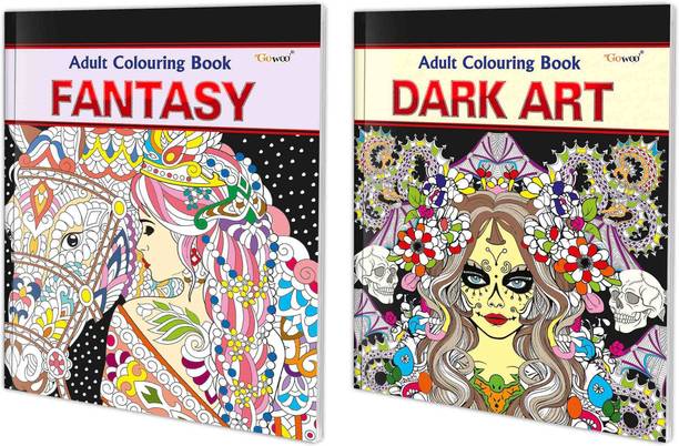 Fantasy and Dark Art Adult Colouring Books : Mindful Coloring Art, Creative Coloring Fun, Coloring Book for Adults, Art Therapy Coloring Book | Combo of 2 Adult colouring books