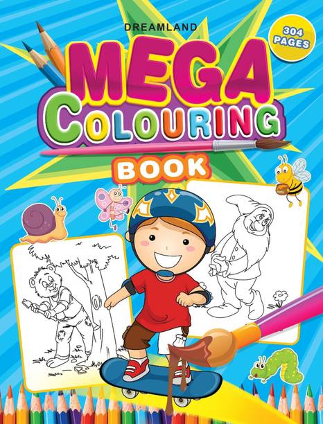 Mega Colouring Book  - Kids Ages 3-7|304 Pages of Fun with Big Bold Illustrations of Animals, Birds, Vehicles, Insects & More | Creative Activity Book for Early Learners