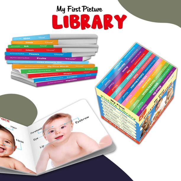 Essential Board Book Of All In One Box Set (Blue Edition) : My First Picture Library Box, Educational picture books for toddlers, Collection of 12 board books