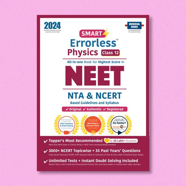 Smart Errorless Physics NEET Class 12 (2024) - NCERT Based | 4000+ NCERT & New Pattern Questions | 35 Past Years Papers | Free E-Book, Mind-maps & App