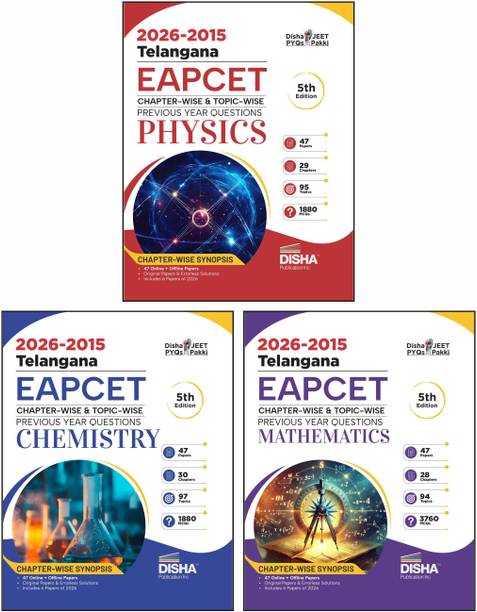 Disha 2026 - 2015 Telangana EAPCET Chapter-wise & Topic-wise Physics, Chemistry & Mathematics Previous Year Solved Papers with Synopsis 5th Edn| 7000+ PYQs PCM Question Bank for 2026 Exams | EAMCET