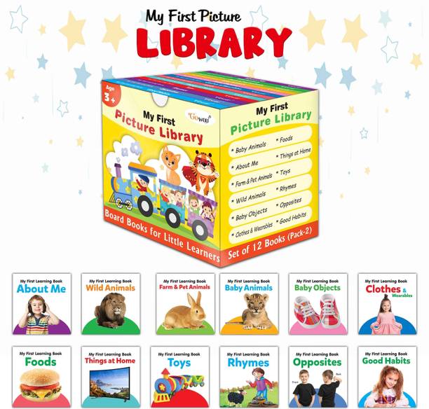 My First Picture Library Box Of 12 (Pre-School Books) | Gift Set For Kids in Yellow