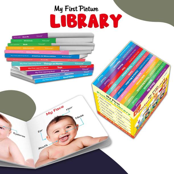 Essential Board Book Of All In One Box Set (Yellow Edition) : My First Picture Library Box, Educational picture books for toddlers, Collection of 12 board books