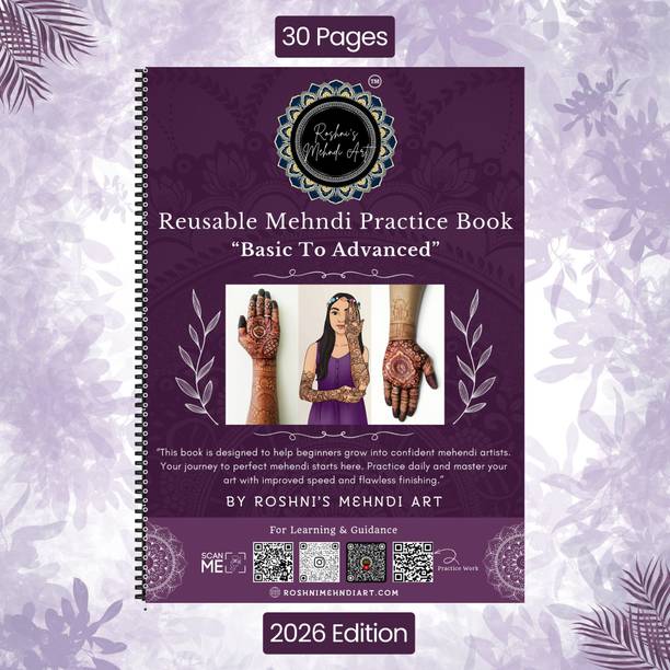 Reusable Mehndi Practice Book - “Basic To Advanced” ( 30 Pages )