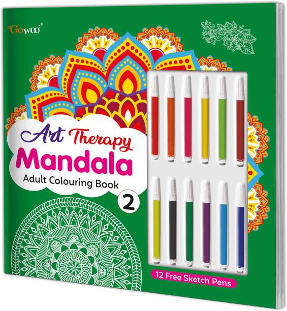 Art Therapy Mandala Adult Colouring Book 2: Mandala coloring, Fun coloring for Kids and Adults, Coloring Book with 12 Free Sketch Pens.
