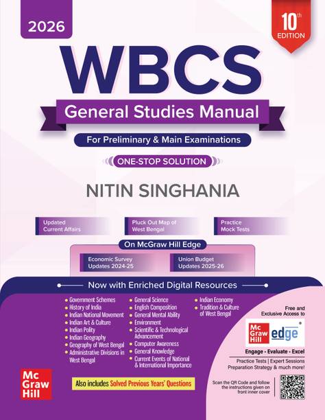 WBCS General Studies Manual (English) 2026 by Nitin Singhania (IAS) | 10th Edition | Solved Previous Years� Questions (2015-2023) | West Bengal Civil Services (Prelims & Mains) | WBPSC