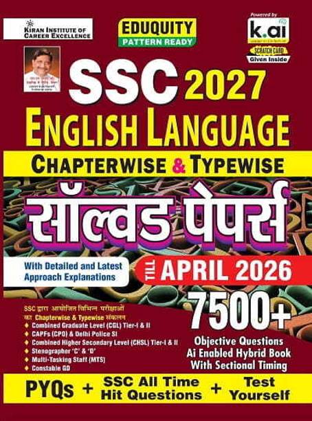 SSC English Language Chapterwise & Typewise PYQs Eduquity Pattern Ready With Smart Solutions PYQs + SSC All Time Hit & Test Yourself Total 7500+ Questions (Hindi Medium) (6019)