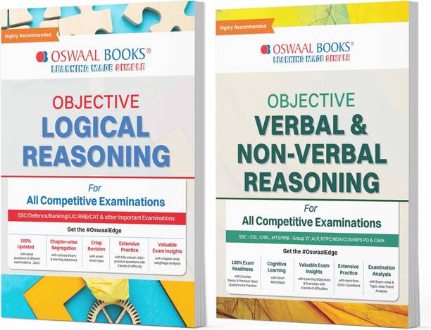Objective Logical, Verbal & Non-Verbal Reasoning for All Competitive Exams | SSC, Banking, Defence, RRB, LIC, CAT & More (Set of 2 Boooks)
