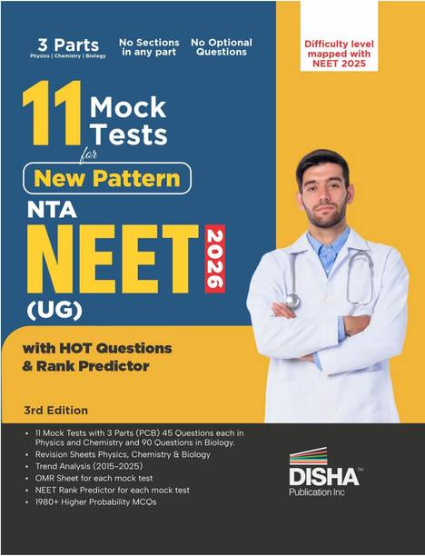 Disha 11 Mock Test Series for New Pattern NTA NEET (UG) 2026 with HOT Questions & Rank Predictor 3rd Edition | Physics, Chemistry, Biology New Syllabus Test Series | 100% Solutions