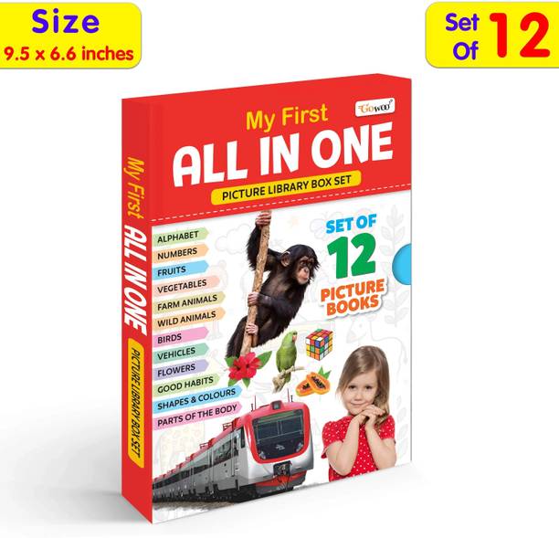 My First All in One Picture Library Box Of 12 (Pre-School Books) | Gift Set For Kids in Red