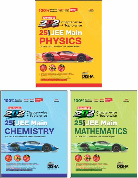 Disha Combo (3 Books) Errorless 202 Physics,Chemistry & Mathematics Chapter-wise & Topic-wise 25 Year JEE Mains Previous Year Solved Papers (2026 - 2002)
