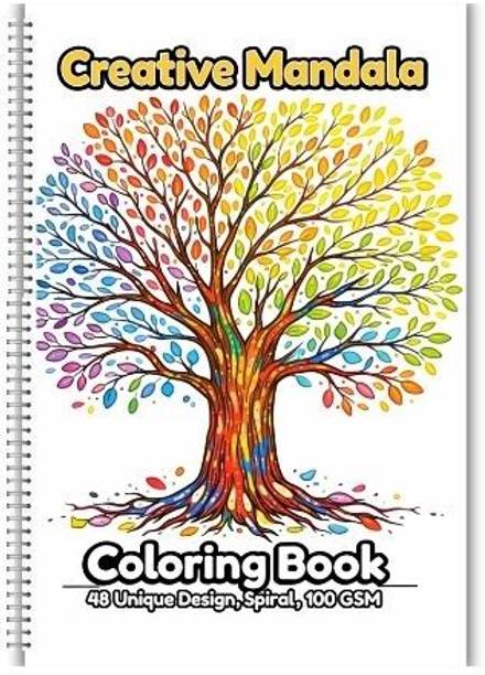 Creative Mandala Coloring Book - 48 Beautiful Illustration for Relaxation, Gift fo Kids Teen Adult with 1 Disc