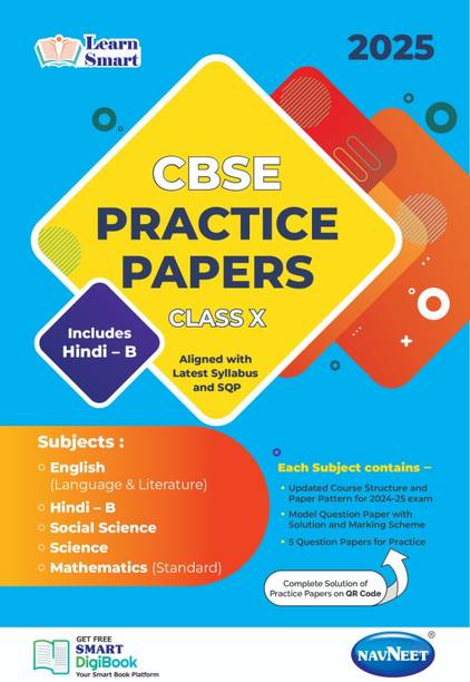 NAVNEET LEARN SMART – CBSE PRACTICE PAPERS CLASS 10 FOR BOARD EXAMS 2025 [English + Hindi B + Social Science + Science + Mathematics (Standard)]