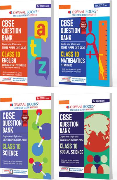 Oswaal CBSE Question Bank English | Maths Standard | Science | Social Science (Set of 4 Books) For Class 10 Chapterwise and Topicwise SOLVED PAPERS With Mind Maps & Revision Notes For 2027 Exam