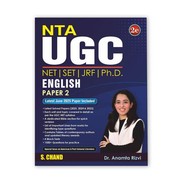 NTA UGC English Paper 2 Book (2nd Latest Edition) 2025 - 2026 | NET/SET/JRF & Ph.D. Entrance Exams | English Literature - Solved PYQ Previous Year Exam Question Papers | 1500+ Questions for Practice, 4 Mock Test | Also useful for CTET, KVS, UPTET, HPTET, MHTET & Other TAT Exams- S Chand Books