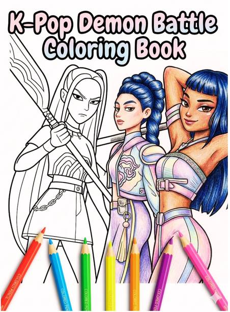 K-Pop Demon Battle Coloring Book with Idol Heroes - 48 Illustration for Anime Fans with 1 Disc