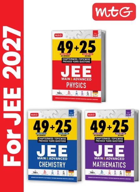 MTG 49 + 25 Years (2026-2002) JEE Main and Advanced (2026-1978) PYQ Book Physics, Chemistry & Mathematics (Set of 3) | Chapter-wise Topic-wise Solved Papers with Free Smart Book For 2027 Exam