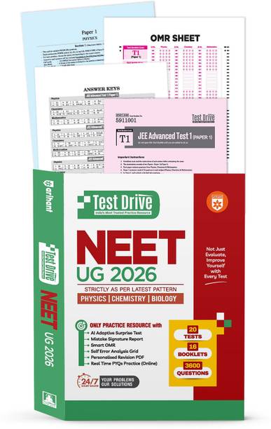 Arihant NEET (UG) 2026 Test Drive 20 Tests, 16 Booklets & 3600 Questions | Physics, Chemistry & Biology | AI-Adaptive Practice with Error Analysis, Smart OMR, Real-Time PYQs (Online) & Revision PDF | Based on Latest NTA Pattern| English Medium