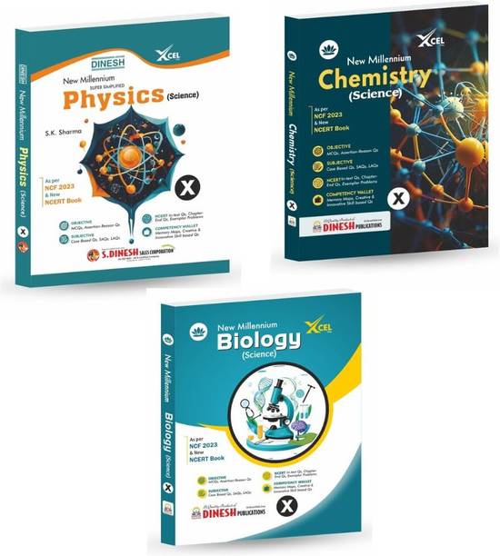 DINESH New Millennium Science Books Combo Set - Physics, Chemistry & Biology for Class 10 (2025-2026 Session) | Set of 3 Books | Complete CBSE Syllabus Coverage