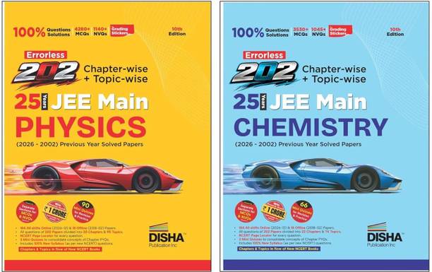 Disha Combo (2 Books) Errorless 202 Physics & Chemistry Chapter-wise & Topic-wise 25 Year JEE Main Previous Year Solved Papers (2026 - 2002) | Fully Solved JEE MAINS PYQ Book | For JEE 2027