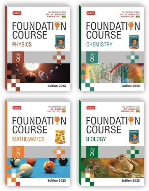 Foundation Course Class 8 For 2023 Exam - Physics, Chemistry, Biology, Mathematics (Set of 4 Books) - NTSE-NVS-KVPY-BOARDS-IIT JEE-NEET-NSO Olympiad Exam Books