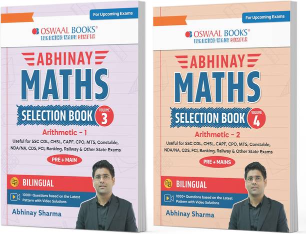 Abhinay Maths Selection Book–Vol. 3 & Vol. 4 (Set of 2 Books) Bilingual Workbook for SSC & All Govt Exam | Concept Based Questions with Video Solutions (For Latest Exam)